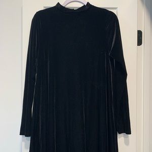 Black velvet mock neck dress